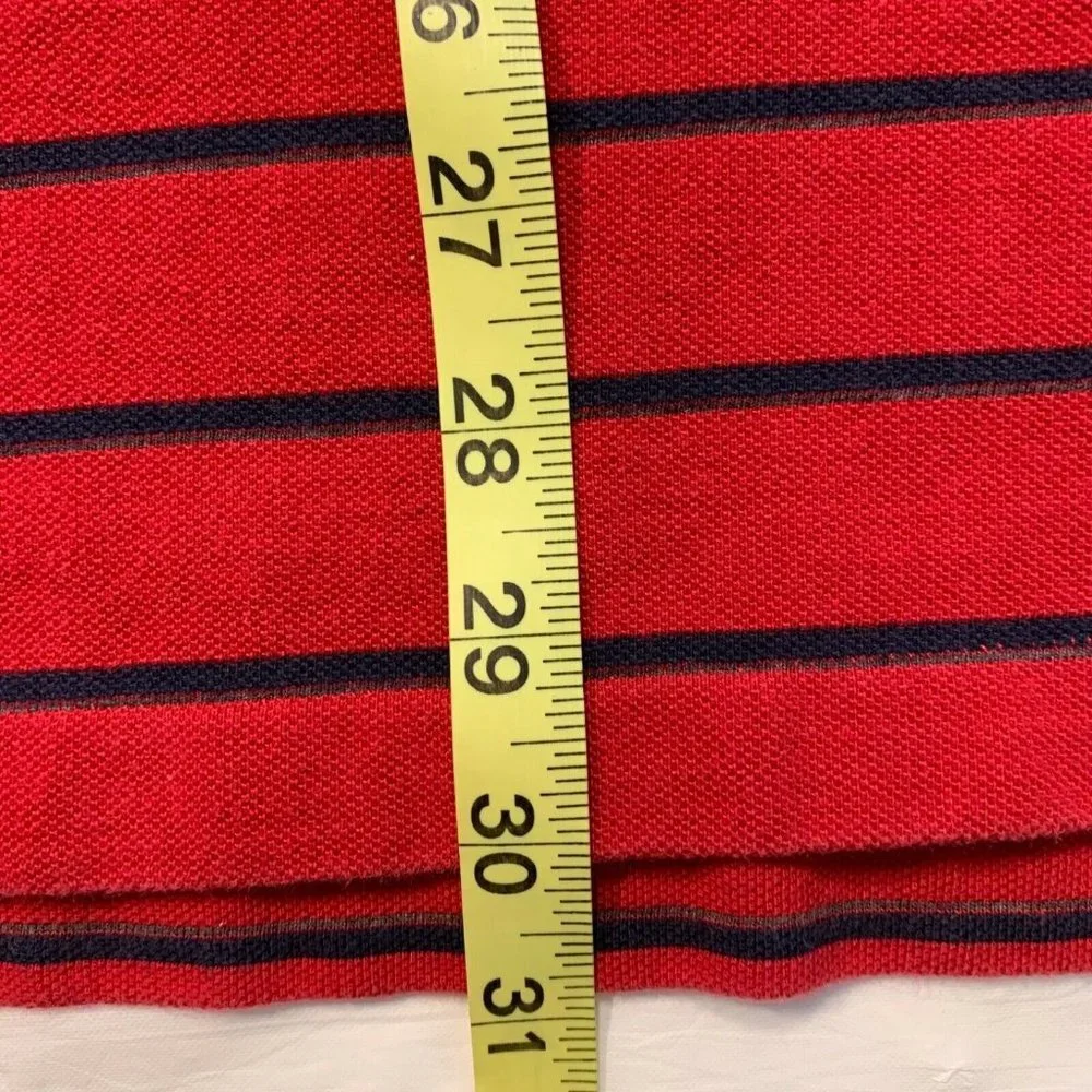 Vintage Polo Ralph Lauren Polo Shirt Long Sleeve Striped Red Black Pony XL EUC‎